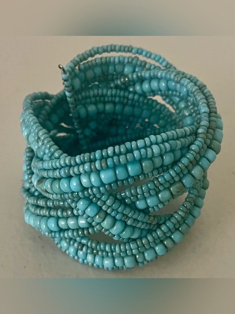 🪺 Turquoise Seed Bead Coil Cuff Bracelet 🪺
